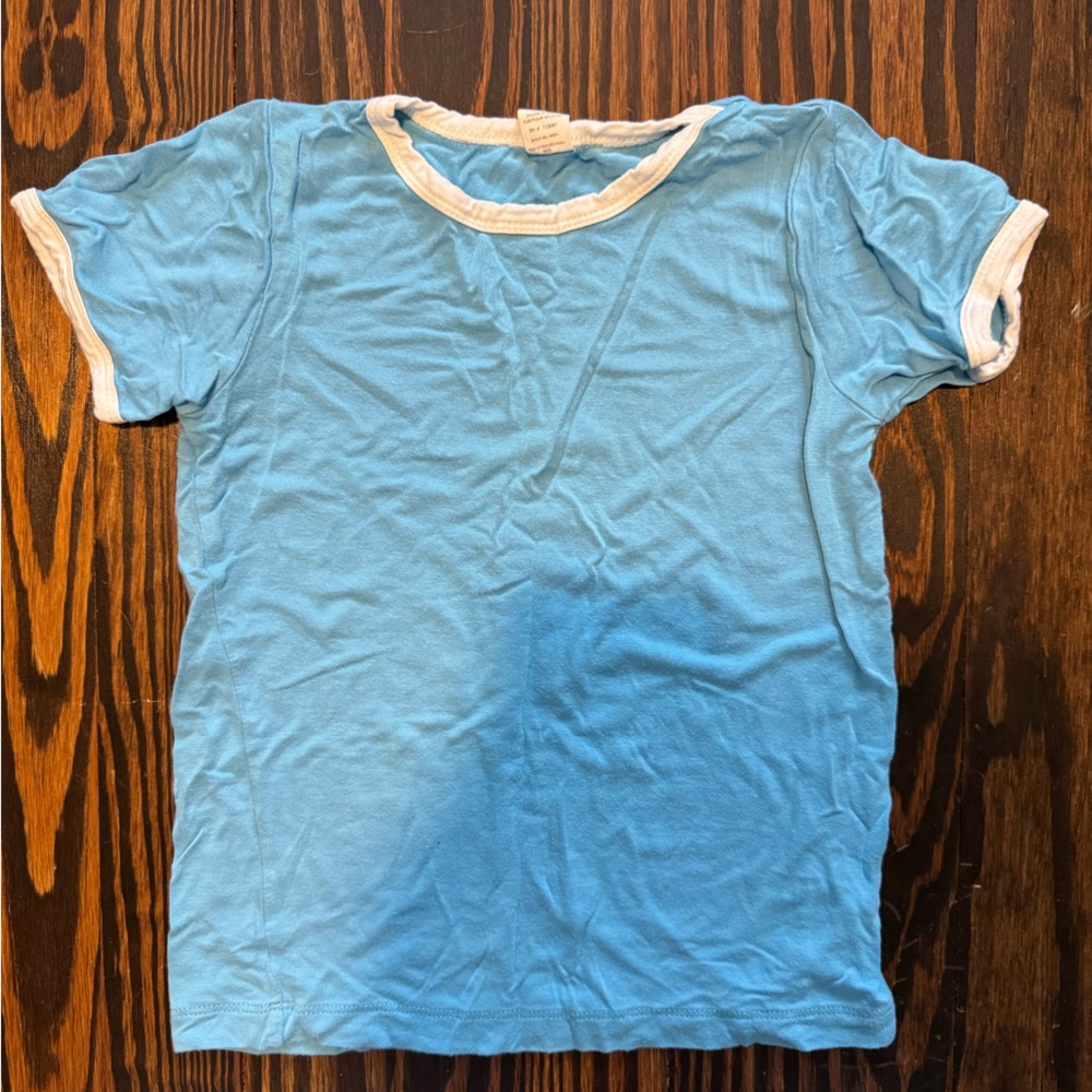 Kate Quinn blue ringer tee, size 4, bamboo